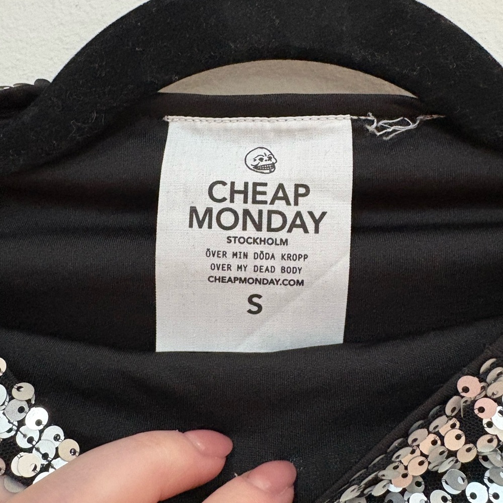 Silver and black sequin top by Cheap Monday, size small - Picture 2 of 2